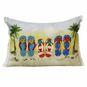14" X 20" Blue Red Green And Off-White Polyester Tropical Zippered Pillow