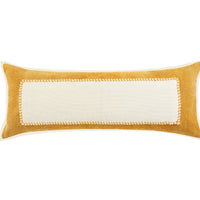 14" X 36" Golden Yellow And Cream 100% Cotton Zippered Pillow