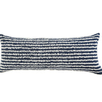 14" X 36" Ensign Blue And Cream 100% Cotton Striped Zippered Pillow