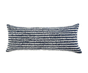 14" X 36" Ensign Blue And Cream 100% Cotton Striped Zippered Pillow