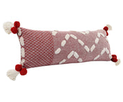 14" X 36" Heute Red And Cream 100% Cotton Geometric Zippered Pillow