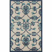 2' X 3' Blue Floral Non Skid Indoor Outdoor Area Rug