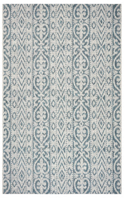 2' X 3' Blue Damask Indoor Outdoor Area Rug