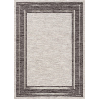 8' X 9' Gray And Ivory Indoor Outdoor Area Rug