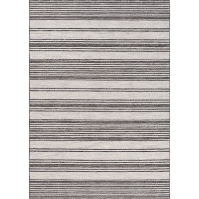 8' X 9' Gray And Ivory Striped Indoor Outdoor Area Rug