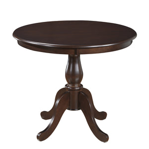 36" Espresso Brown Round Turned Pedestal Base Wood Dining Table