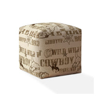 17" Brown Cotton Animal Print Pouf Ottoman