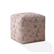 17" Gray Twill Paris Pouf Ottoman