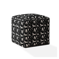 17" Black And White Cotton Dog Pouf Cover