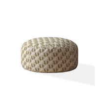 24" Beige Cotton Round Animal Print Pouf Cover