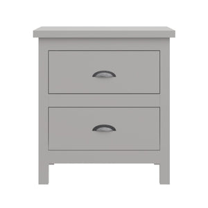 16" Gray Two Drawer Solid Wood Nightstand