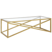 54" Gold Glass Rectangular Coffee Table