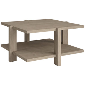 35" Gray Manufactured Wood Square Coffee Table With Shelf