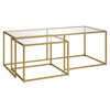 Set Of Two 50" Gold Glass Rectangular Nested Coffee Tables