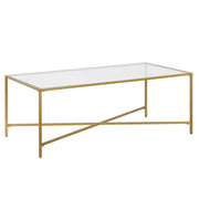 48" Gold Glass Rectangular Coffee Table