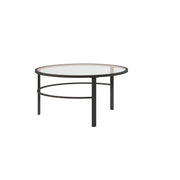 Set Of Two 36" Black And Clear Glass Round Nested Coffee Tables