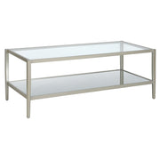 45" Silver Glass Rectangular Coffee Table With Shelf