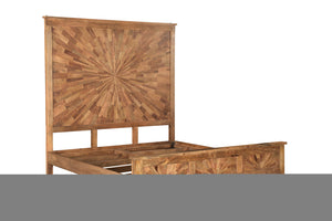 Solid Wood King Brown Sunburst Bed