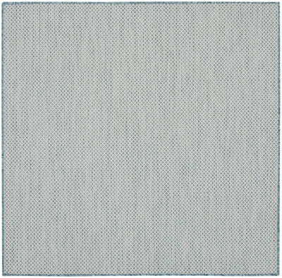 5' Blue Square Geometric Power Loom Area Rug