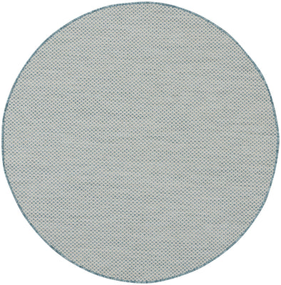 4' Blue Round Geometric Power Loom Area Rug