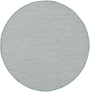 5' Blue Round Geometric Power Loom Area Rug