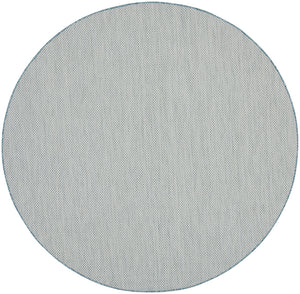 6' Blue Round Geometric Power Loom Area Rug