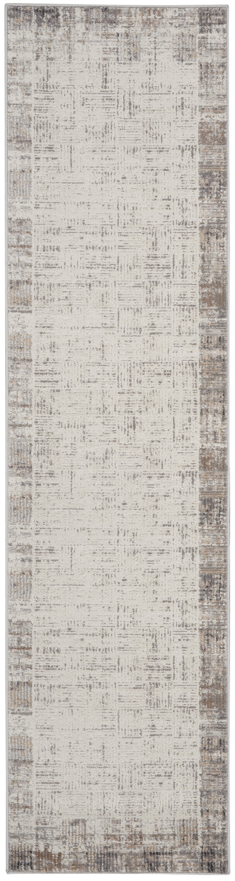 12' Gray Abstract Power Loom Runner Rug