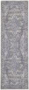 10' Gray Floral Power Loom Distressed Washable Runner Rug