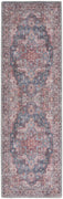 10' Red Floral Power Loom Distressed Washable Runner Rug