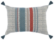 14" X 20" Blue Linen Striped Zippered Pillow