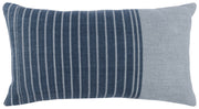 14" X 26" Blue Linen Striped Zippered Pillow