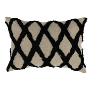 14" X 20" Black Linen Geometric Zippered Pillow