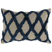 14" X 20" Blue Linen Geometric Zippered Pillow