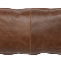 14" X 26" Brown Leather Zippered Pillow