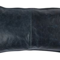 14" X 26" Blue Leather Zippered Pillow