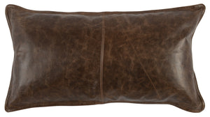 14" X 26" Brown Leather Zippered Pillow