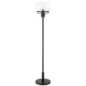 62" Black Novelty Floor Lamp With Clear Seeded Glass Globe Shade