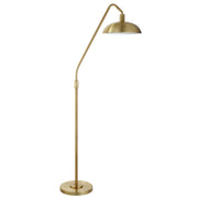 66" Brass Reading Floor Lamp With Gold Bowl Shade