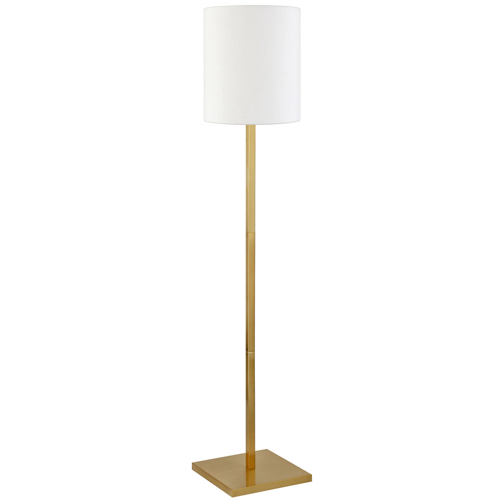 62" Brass Traditional Shaped Floor Lamp With White Frosted Glass Drum Shade