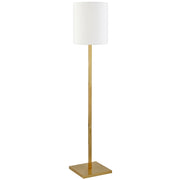 62" Brass Traditional Shaped Floor Lamp With White Frosted Glass Drum Shade