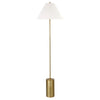 64" Brass Traditional Shaped Floor Lamp With White Frosted Glass Empire Shade