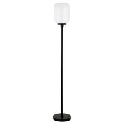 69" Black Novelty Floor Lamp With White Frosted Glass Globe Shade