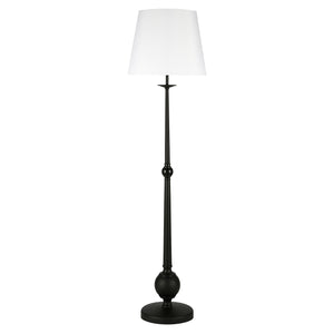 68" Black Traditional Shaped Floor Lamp With White Frosted Glass Drum Shade