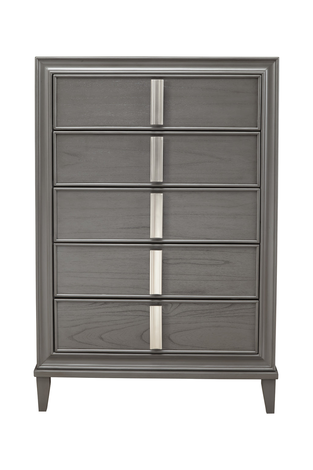 38" Gray Solid Wood Five Drawer Standard Chest