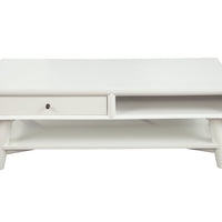 48" White Rectangular Coffee Table With Drawer