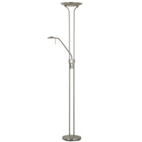 71" Nickel Led Torchiere Floor Lamp With Nickel Dome Shade