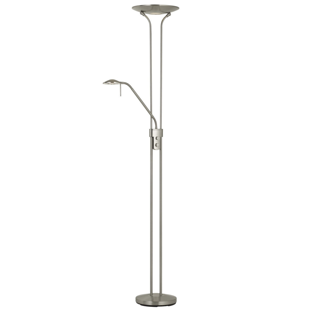 71" Nickel Led Torchiere Floor Lamp With Nickel Dome Shade