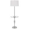 61" Chrome Tray Table Floor Lamp With White Transparent Glass Square Shade