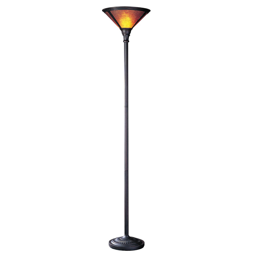 71" Rusted Torchiere Floor Lamp With Brown Dome Shade