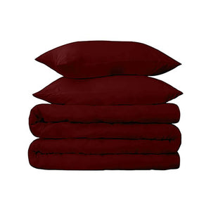 Burgundy Twin Cotton Blend 650 Thread Count Washable Duvet Cover Set